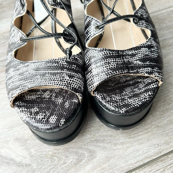 Zinda Snakeskin Chunky Heel Platform Lace Up GLADIATOR Sandals Made  in Spain - Picture 4 of 15